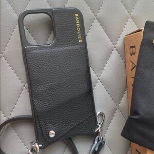 Bandolier Emma Penble Leather Black iPhone 12 Pro Max Crossbody Phone Case
